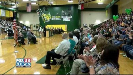 Former Nixon High School students received "Mustang Legend J.W. Nixon Award"