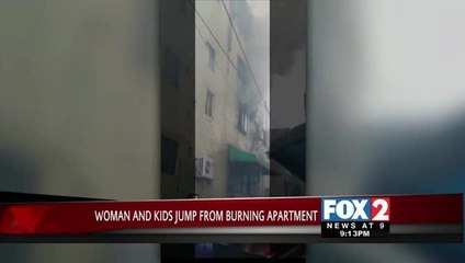 Dramatic Video: Woman & Children Escape Fire by Jumping from 4th Story