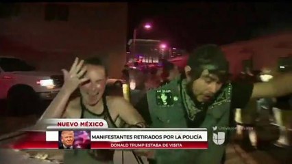Manifestantes son retirados en protesta contra Trump en Nuevo México violentamente