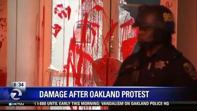 OAKLAND POLICE HEADQUARTERS VANDALIZED AFTER PROTEST