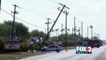 Car Almost Knocks Down Light Pole