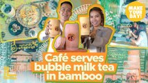 Cafe serves bubble milk tea in bamboo | Make Your Day