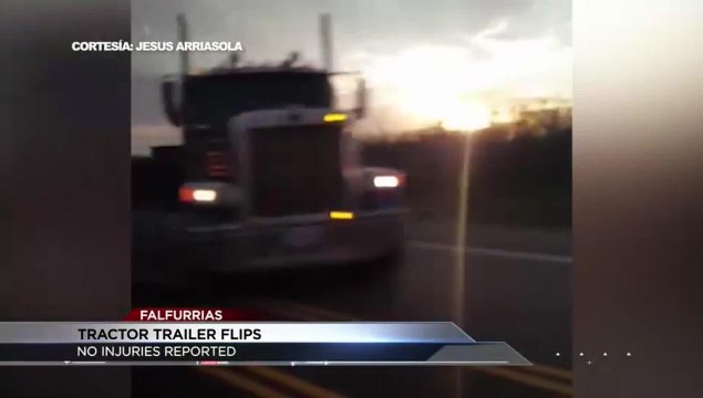 Tractor Trailer Flips in Falfurrias