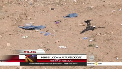 Persecución a alta velocidad termina en volcadura