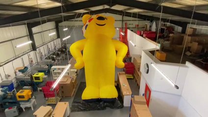 Giant inflatable Pudsey Bear prepared for BBC's Children in Need