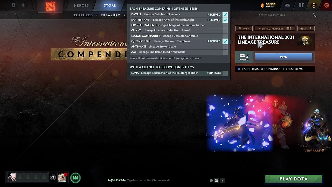 Dota 2 - Unbox the International Compendium 2021 Lineage Treasure!