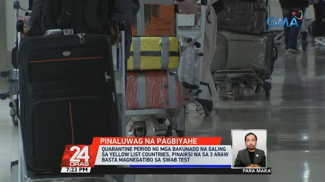 Quarantine period ng mga bakunado na galing sa...