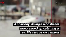 Crew Filming Mock Rescue Video Ends up Filming Real Life Rescue When a Car Drove off a Marina and Started Sinking