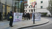 Protesters outside the Old Bailey