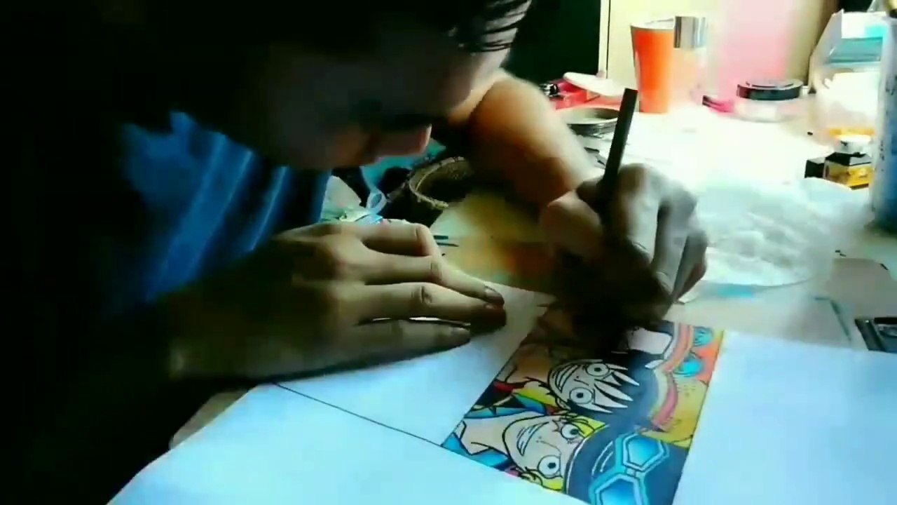 make wall decorations SABO, LUFFY, ACE (oil pastel and acrylic materials)