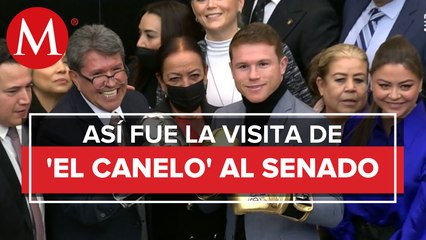 ¿Y la sana distancia? Senadores rompen protocolos para tomar selfies con 'El Canelo'