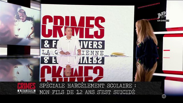 Revoir le témoignage bouleversant de Karine dont le fils s'est suicidé à 12 ans, victime de harcèlement scolaire, en direct dans la quotidienne de Crimes et Faits Divers