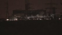Littlebrook Power Station demolition at midnight last night