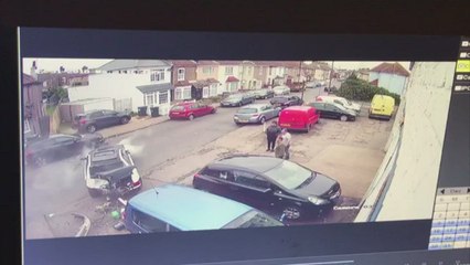 CCTV shows dramatic car crash outside a garage in Swanscombe