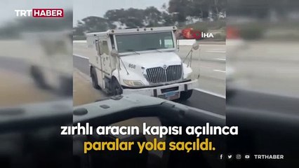 California'da paralar yola saçıldı: Sürücüler para için yarıştı