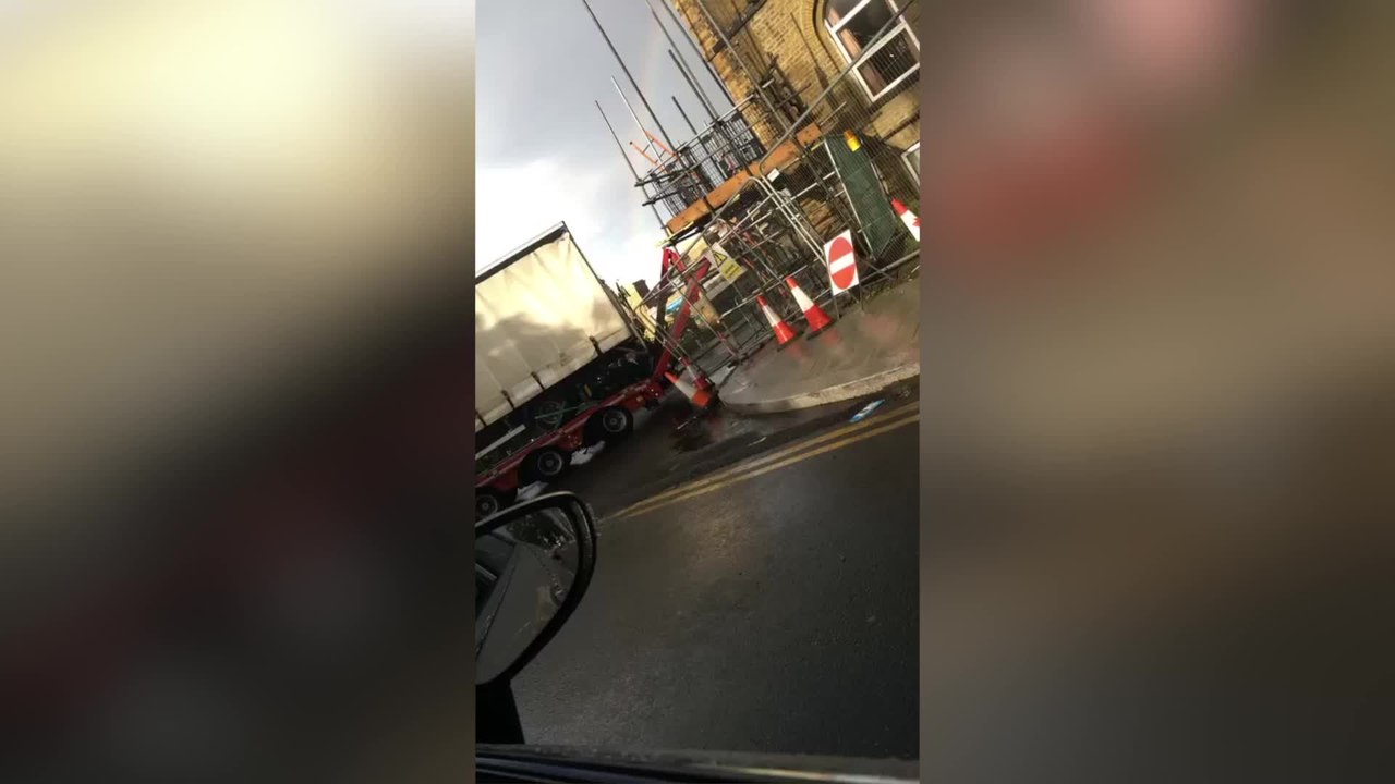 Scaffolding ripped down from building