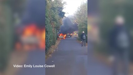 Car on fire in St Nicholas at Wade