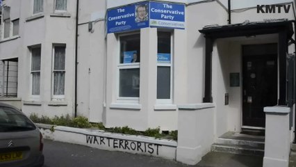 Damian Collins's office graffitied