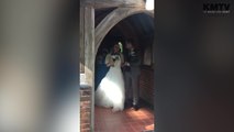 Bride walks down isle