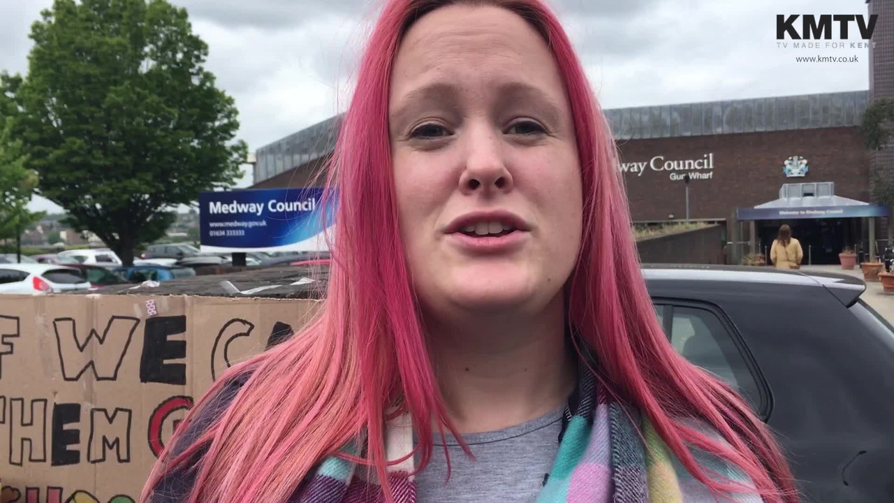 Protesters gather outside Medway Council