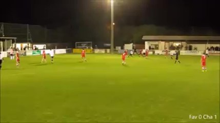 Whoops! Faversham player misses the shot...