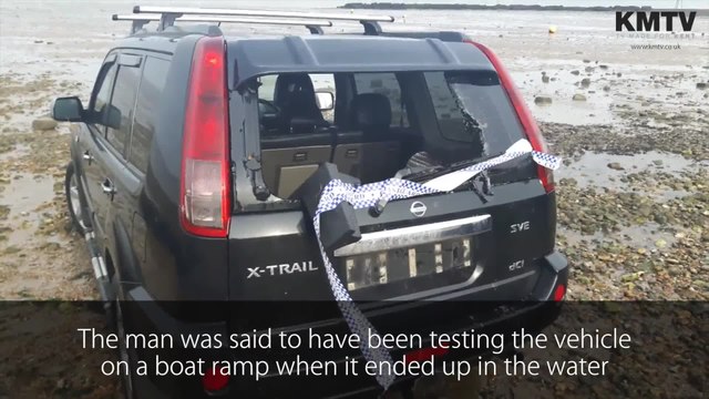 Man rescues his dog from submerged car