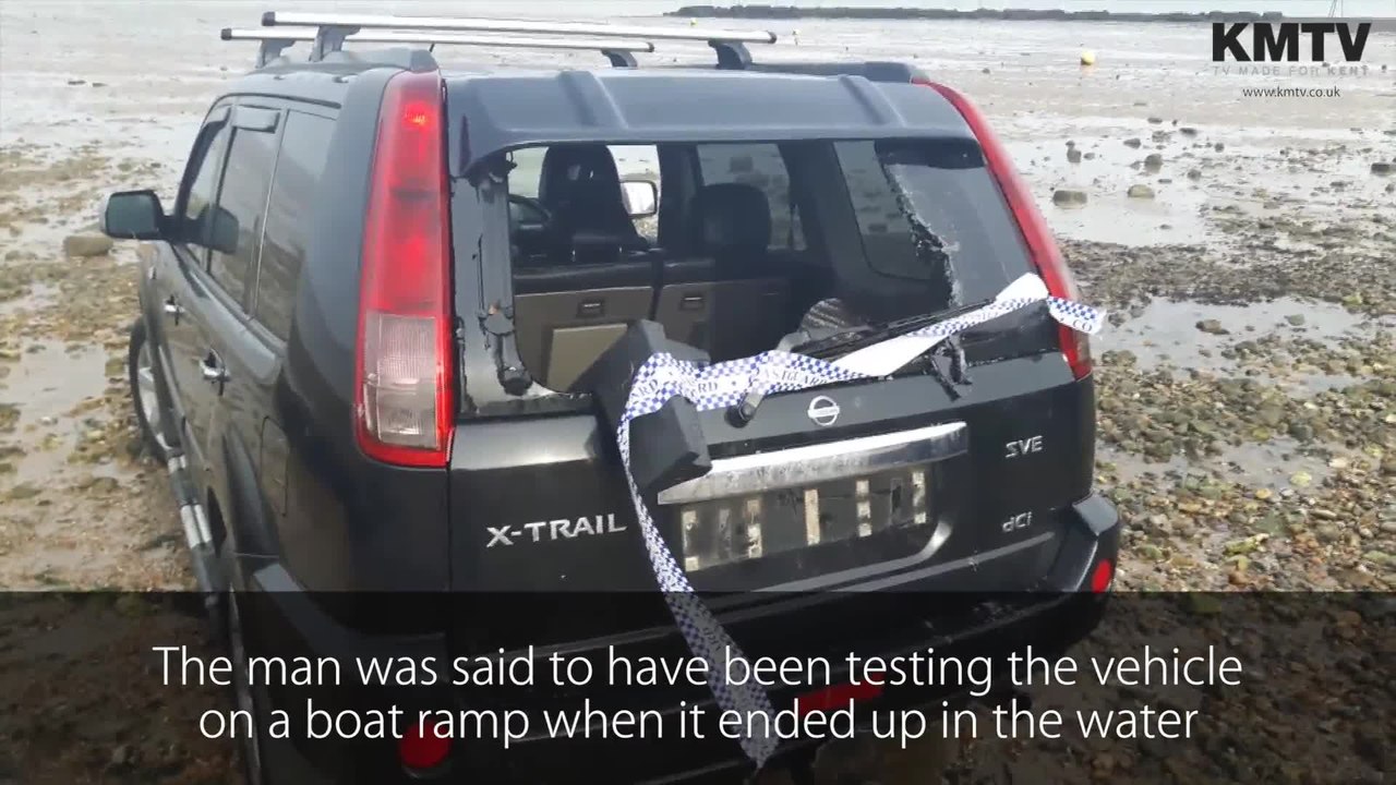 Man rescues his dog from submerged car