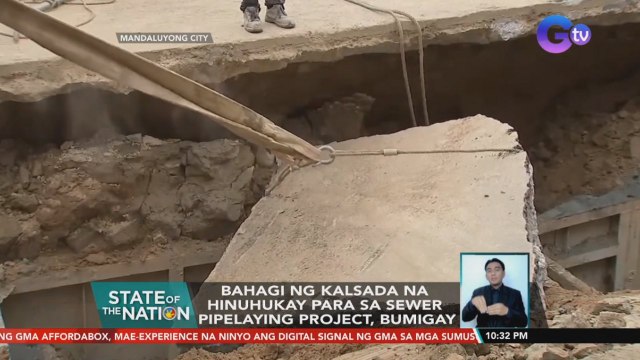 Bahagi ng kalsada na hinuhukay para sa sewer pipelaying project, bumigay | SONA