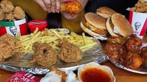 KFC CHICKEN  FRIED CHICKEN,CHICKEN LEG PIECE,BURGER,FRENCH FRIES,POPCORN CHICKEN _ASMR EATING_