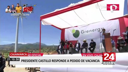 Chota: Pedro Castillo aseguró que no se distraerá ante una moción de vacancia en su contra