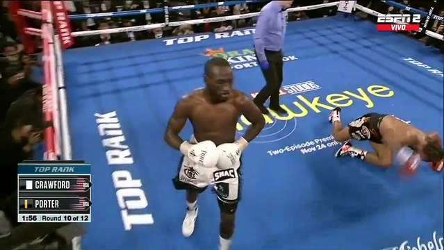 TENEMOS KNOCKOUT TÉCNICO! - - Terrence Crawford mandó a la lona a Porter y su esquina decidió no seguir más.