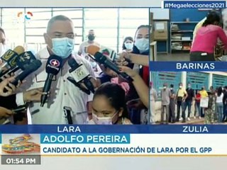 Candidato Adolfo Pereira: El proceso electoral en el estado Lara se ha desarrollado sin novedad