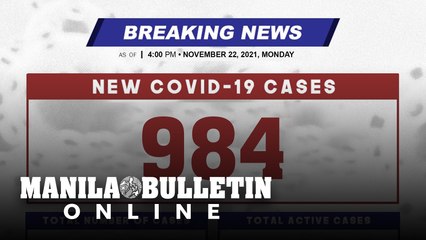 DOH reports 984 new cases, bringing the national total to 2,826,853, as of NOVEMBER 22, 2021