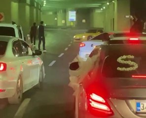 Düğün konvoyunda korkutan anlar kamerada