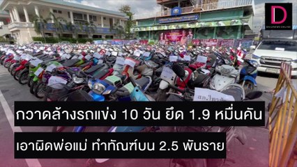 กวาดล้างรถแข่ง10วัน ยึด1.9 หมื่นคัน เอาผิดพ่อแม่ทำทัณฑ์บน 2.5 พันราย | ชนคลิปข่าว 22/11/64 เดลินิวส์