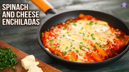 Spinach and Cheese Enchiladas With Red Sauce Recipe | How To Make Enchiladas on Tawa | Ruchi