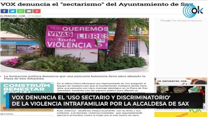 Vox denuncia el 'uso sectario y discriminatorio' de la violencia intrafamiliar por la alcaldesa de Sax