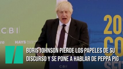 Boris Johnson pierde los papeles en un discurso y se pone a hablar de Peppa Pig