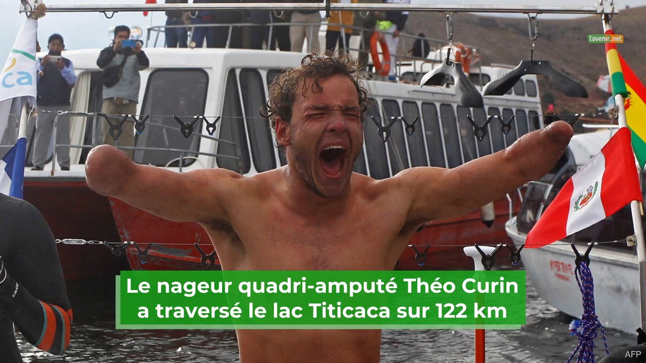 Le nageur quadri-amputé Théo Curin traverse le lac Titicaca sur 122 km