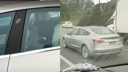 Motorista de Tesla, aparentemente, dormindo ao volante da Rodovia dos Imigrantes (SP)