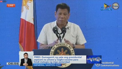PRRD: Gumagamit ng yate ang presidential aspirant na umano'y nagko-cocaine para hindi matugis ng mga awtoridad | Saksi