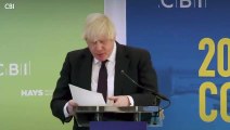 The moment bungling Boris Johnson loses place during CBI speech