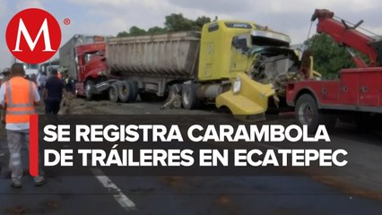 Choque múltiple de tráileres en el circuito interior mexiquense, Edomex