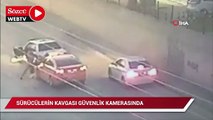 Başkent'te sürücülerin kavgası güvenlik kamerasına yansıdı