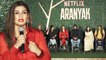 Raveena Tandon, Ashutosh Rana, Zakir Hussain With Rohan Sippy At Trailer Launch Of 'Aranyak'
