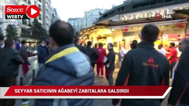 Beyoğlu’nda çorap satan seyyar satıcının ağabeyi zabıta amirine saldırdı