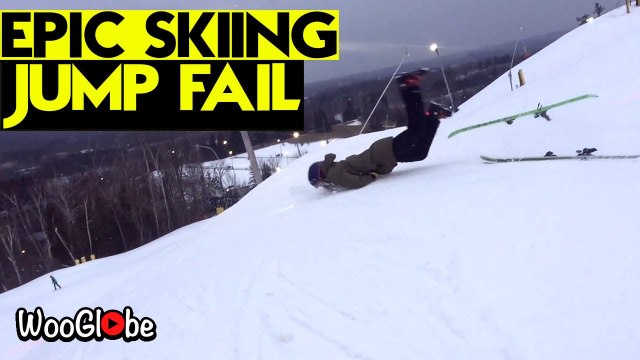 'Skier botches jump and gets dragged downhill *Funny Ski Fail*'