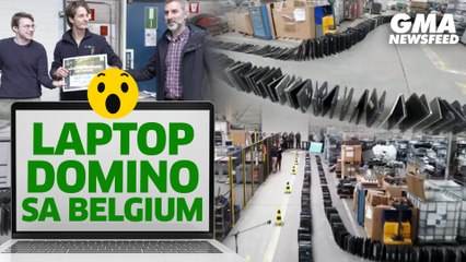 "Biggest Domino Chain of Laptops" sa Belgium | GMA News Feed