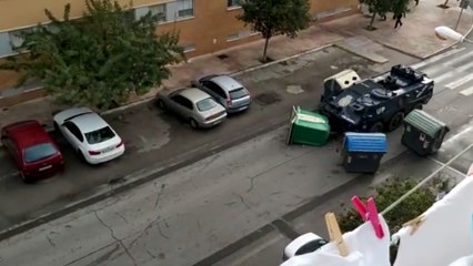 Uso de tanqueta en huelga del metal