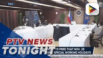 IATF recommends to PRRD to declare Nov. 29 and Dec. 1 as special working holidays